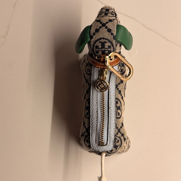 Tory Burch Patterned Dog Keychain with Green and Gold Accents - Picture 2 of 3